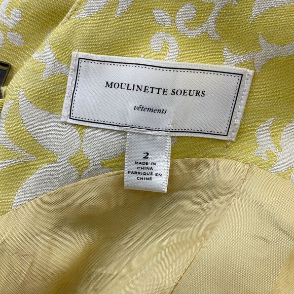 Anthropologie Moulinette Soeurs Longing for Yellow Sleeveless Brocade Dress 2 - Picture 6 of 9